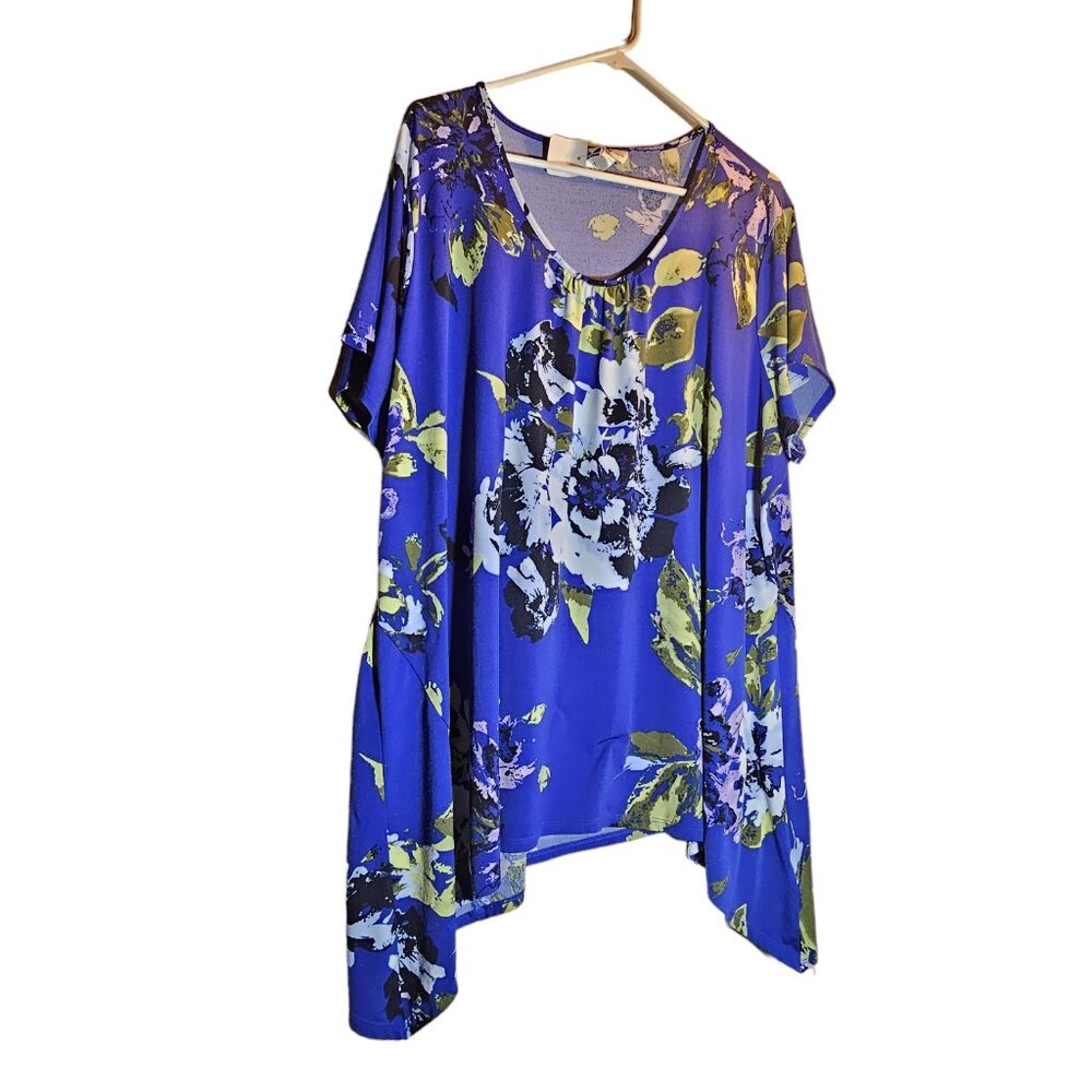 🌺blue floral short sleeved, Jacqlyn Smith, size 3X